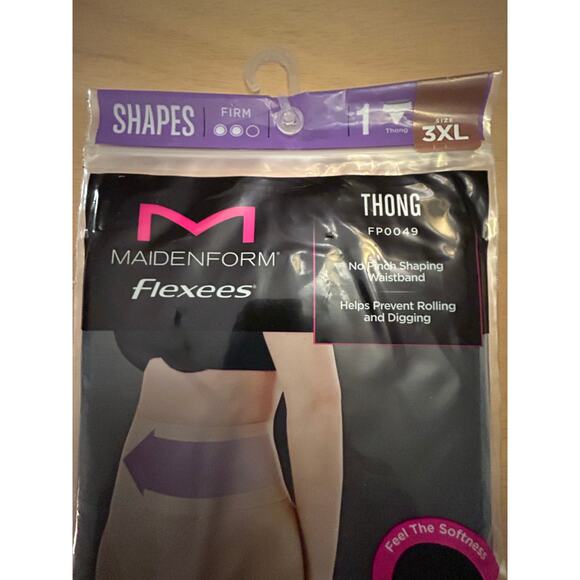 New Women’s Maidenform Flexees Shapes Thong Panties Black Size 3XL - Picture 2 of 4